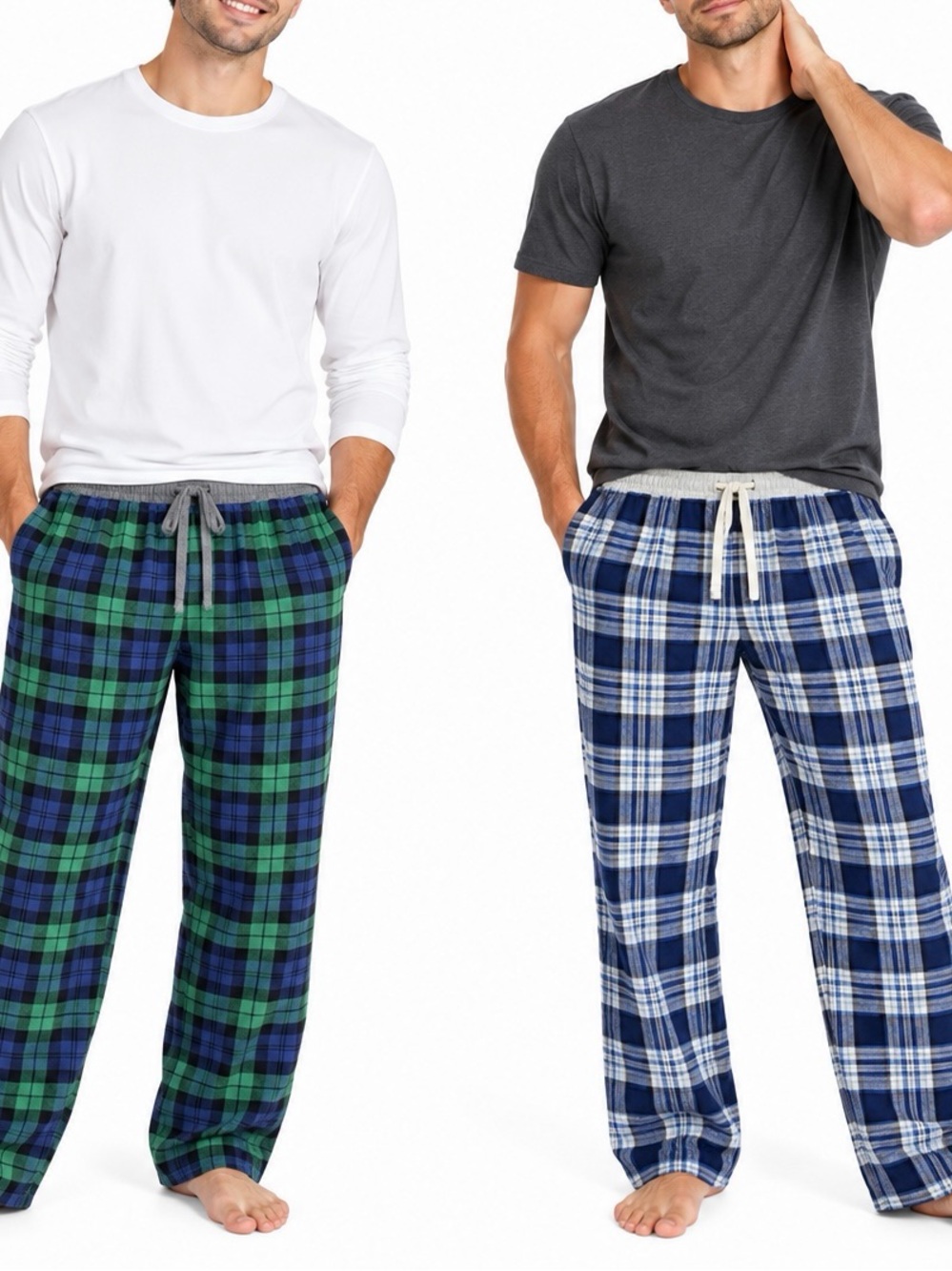 Eddie Bauer Men’s XL Plaid Lounge Pajama Pants 2pc Bundle Blue Green